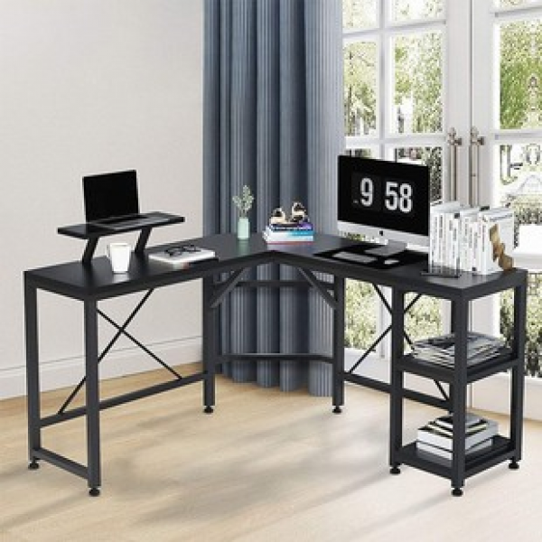 Cross border direct sales simple L-shaped household bedroom steel wood structure corner office desk corner desktop computer desk desk
