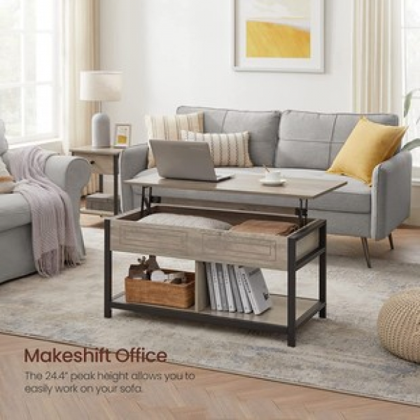 Cross border direct sales suitable for living room, office reception, grey coffee table with hidden and open storage compartments