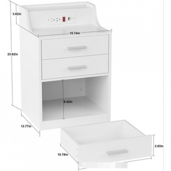 Cross border hot selling bedroom LED rainbow light with bedside table, side table, storage cabinet with rechargeable plug and socket factory direct sales