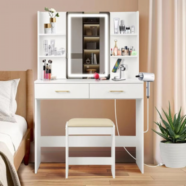 Cross border dressing table, bedroom, small-sized apartment, simplified table, makeup appointment with mirror, makeup present desk, storage integrated storage cabinet