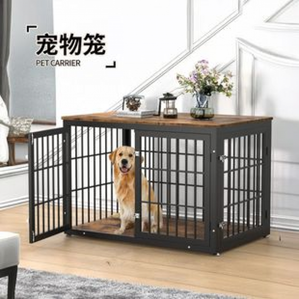 Cross border small dog wooden dog cage pet nest household dog house double door pet house processing steel wooden dog cage trend