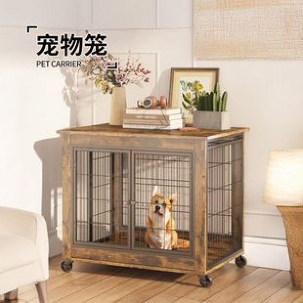 Cross border direct sales of steel and wood structure dog houses for storage, dog beds, shelves, household pets, dog beds, dog cages, trendy