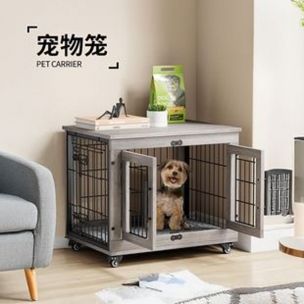 Cross border factory hot selling multifunctional movable pet house cat house pet cage iron dog cage steel wood pet table