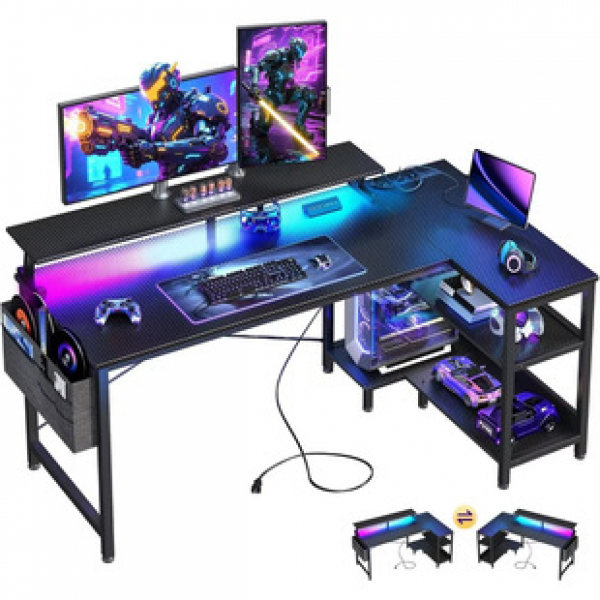 L-shaped multifunctional corner table, corner computer desk, desktop double player gaming desk, study desk, office desk
