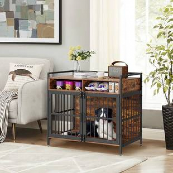Cross border manufacturer direct sales design with sliding barn doors and convenient compartments, fashionable wooden iron cages, and popular dog cages
