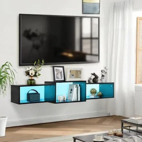 Cross border manufacturers, direct sales, foreign trade, export with LED lights, cabinets, multi-color functional storage cabinets, suspended TV cabinets, trendy