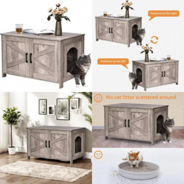 Customized wooden cabinet, cat nest, cat villa, cat litter box, pet, coffee table, semi enclosed cat toilet, odor proof, hidden, household, trendy