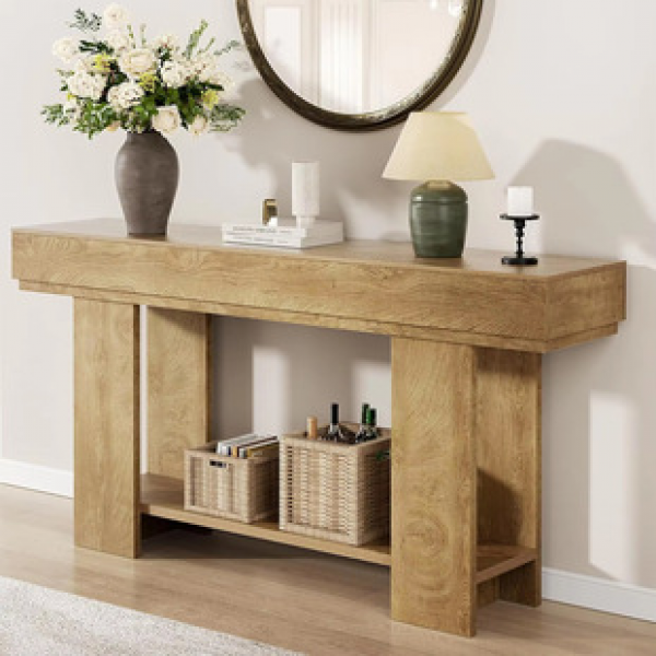 High end entrance table with ancient wabi sabi style, homestay desk, retro end view table, light luxury American style entrance table