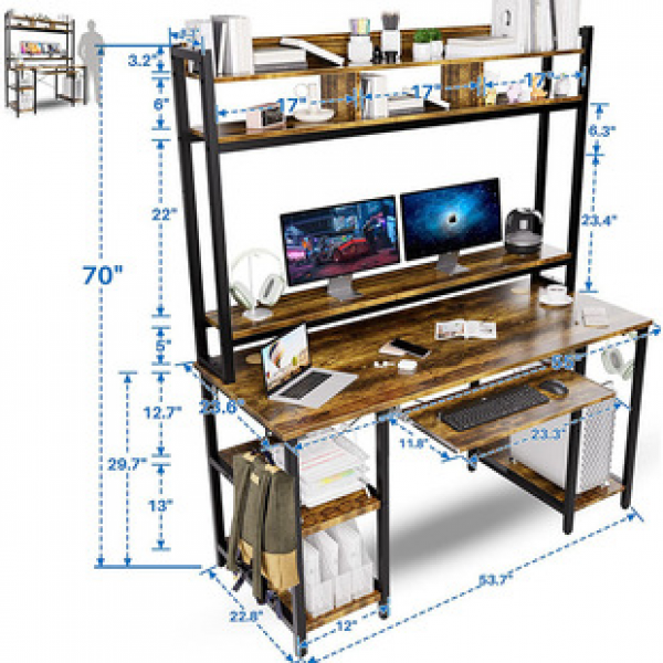 Cross border modern desktop desk, bedroom desk, computer desk with storage rack, home computer desk, simple and creative desk trend