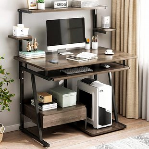 Cross border manufacturer direct sales office category home simple computer desk iron wood structure office desk Amazon hot selling trend