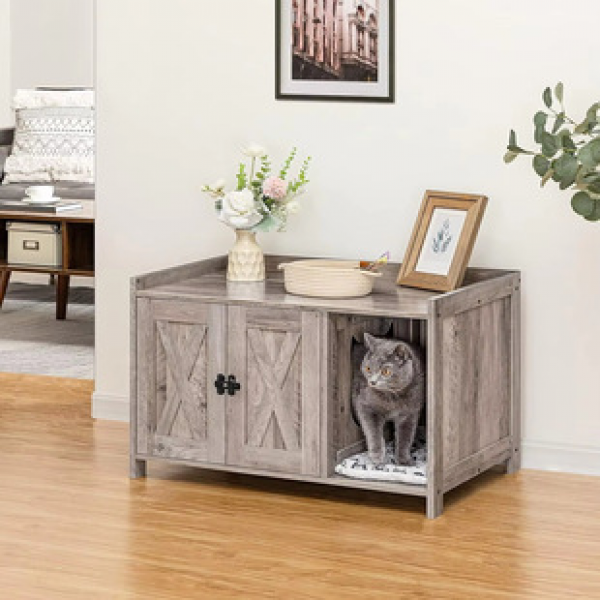 Wooden box, cat nest, pet, coffee table, furniture, cat villa, semi enclosed cat toilet, odor proof pet house, hidden bedside table