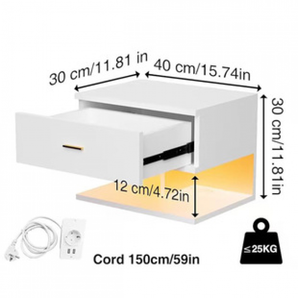 Suspended bedside table intelligent simple modern solid wood simple small household shelf bedroom internet famous bedside cabinet