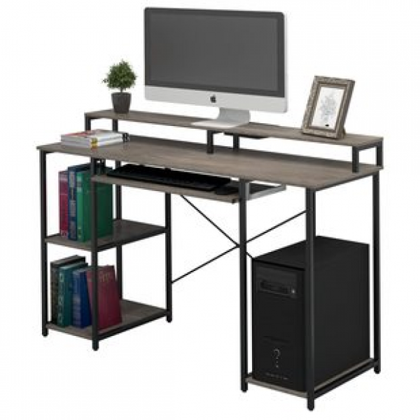 Cross border with four layer open bookshelf, suitable for home office, computer desk, PC workstation, laptop desk