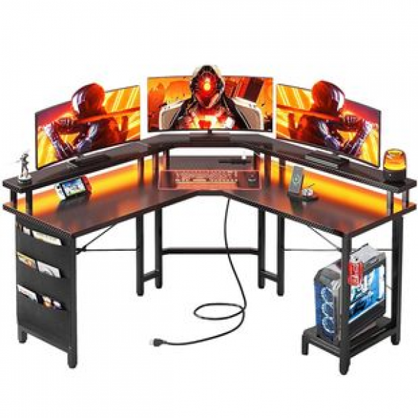 Bedroom corner desk, office desk, workbench corner, gaming desk, computer desk, desktop, home double desk, bookshelf