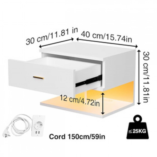 Modern minimalist bedside table bedroom small unit wall mounted space saving storage cabinet with drawers, simple bedside table