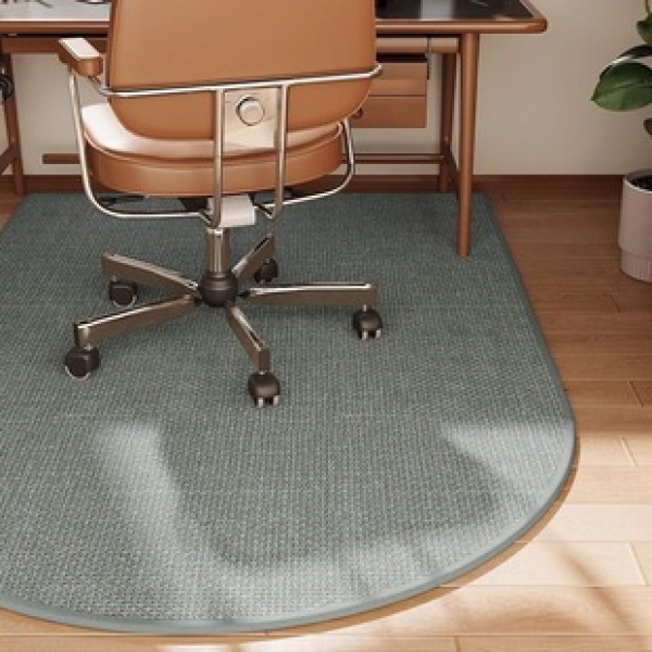 Advanced linen woven study, living room, bedroom, entrance mat, anti slip, silent arch shaped swivel chair, desk mat