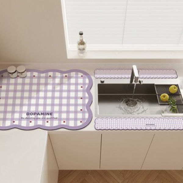 Kitchen drain mat, countertop absorbent mat, bathroom sink, coffee machine mat, splash proof colored diatomaceous earth table mat