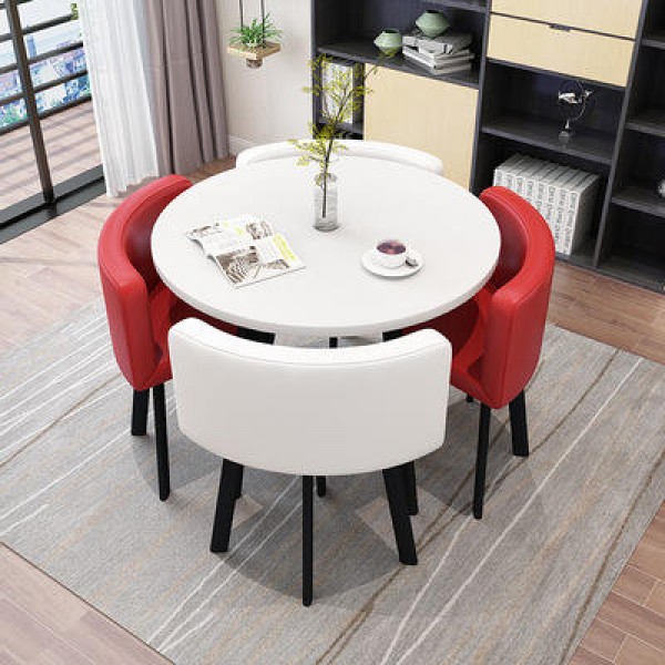 Luxury Modern Dining Room Furniture Set Includes Rounded Wooden Coffee Table 4 Chairs Durable Steel Home Outdoor Bar Hotel Use