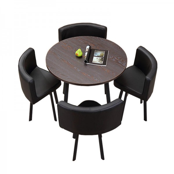 Luxury Modern Dining Room Furniture Set Includes Rounded Wooden Coffee Table 4 Chairs Durable Steel Home Outdoor Bar Hotel Use