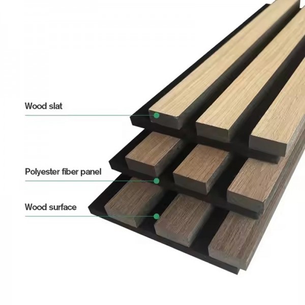 European Modern Style Timber Interior Living Room Slatted Wood Cladding Decoration Wall Acoustic Reduce Voice Panels
