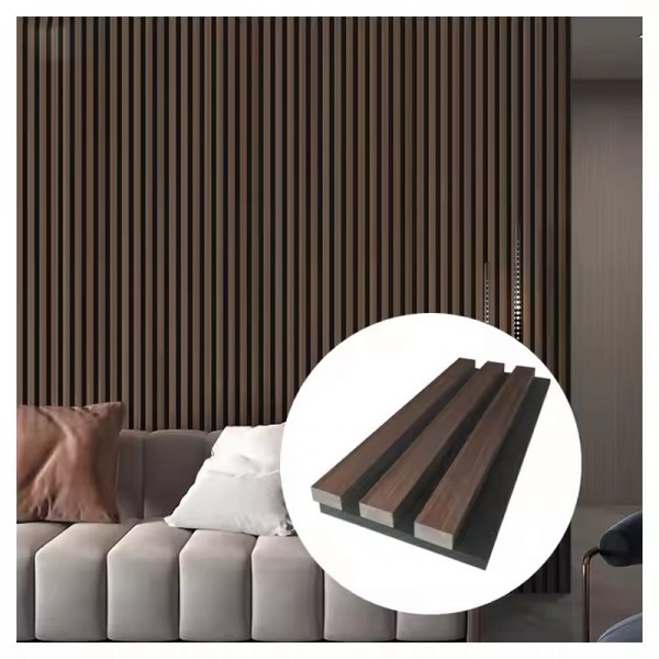 European Modern Style Timber Interior Living Room Slatted Wood Cladding Decoration Wall Acoustic Reduce Voice Panels