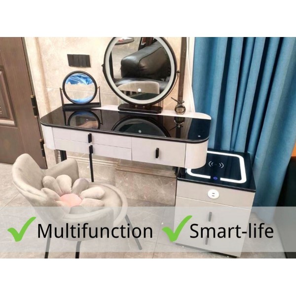 Smart Furniture Modern Simple Multi-functional Princess Dressing Table Side Cabinet Vanity With Mirror Chair Smart Table
