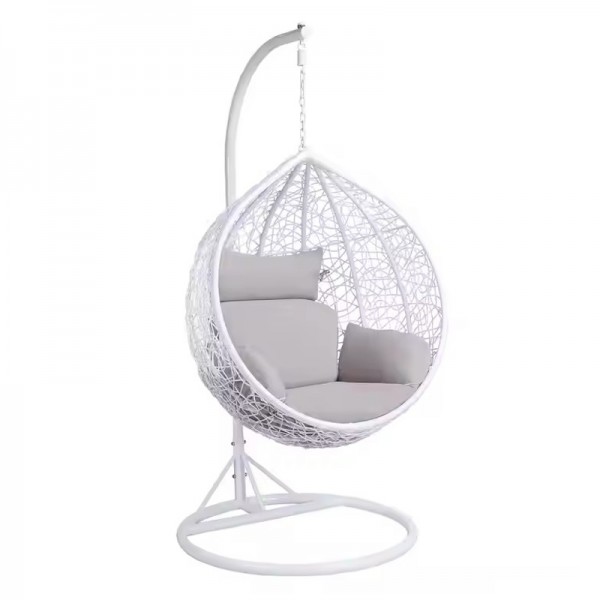 Hot Sale Furniture in and Outdoor Manufacturer Rattan Egg Hanging Patio Swing With Metal Stand Chair