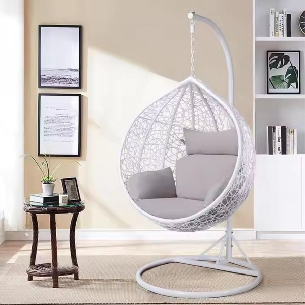Hot Sale Furniture in and Outdoor Manufacturer Rattan Egg Hanging Patio Swing With Metal Stand Chair