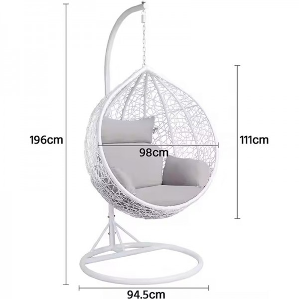 Hot Sale Furniture in and Outdoor Manufacturer Rattan Egg Hanging Patio Swing With Metal Stand Chair