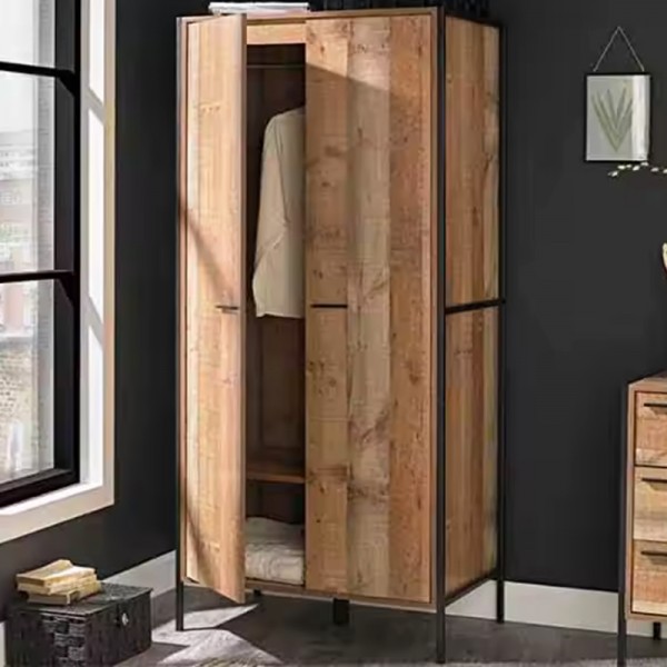 Wooden wardrobe bedroom single 2-door wardrobe cabinet custom organiser design closet bedroom furniture Li Ding door clothes