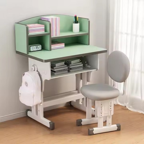 Ergonomic Student Furniture With Bookcase Sponge Cushion Chair School Furniture Set