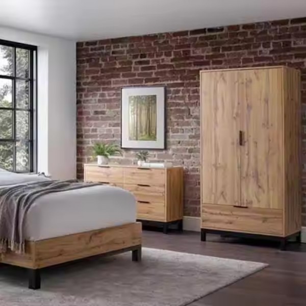 Wooden wardrobe bedroom single 2-door wardrobe cabinet custom organiser design closet bedroom furniture Li Ding door clothes