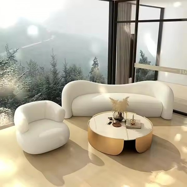 Luxury Living Room Furniture Combination Curved Sofa Armchairs and Coffee Tables for Chic Home Office Hotel Decor Needs