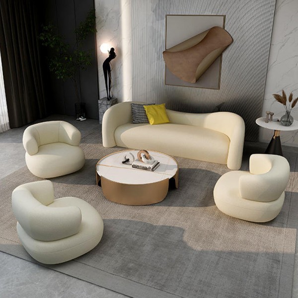 Luxury Living Room Furniture Combination Curved Sofa Armchairs and Coffee Tables for Chic Home Office Hotel Decor Needs