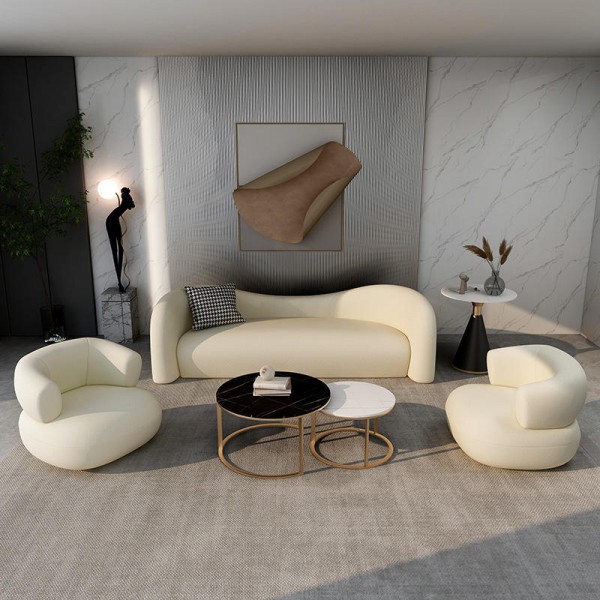 Luxury Living Room Furniture Combination Curved Sofa Armchairs and Coffee Tables for Chic Home Office Hotel Decor Needs