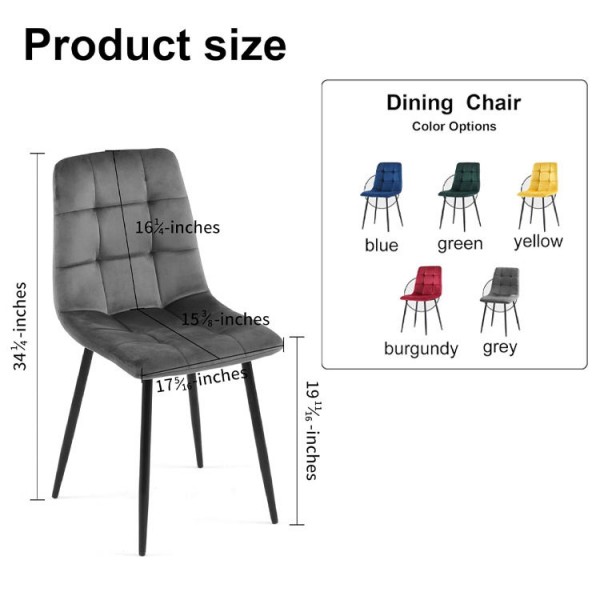 Modern Luxury Restaurant Kitchen Dining Room Furniture Metal Frame Nordic Upholstered Velvet Fabric Dining Chairs for Table