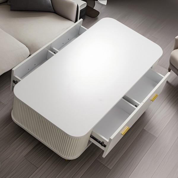 Factory Wholesale Design Square Modern Home Dining Room Furniture Display White Low Coffee Table With Drawers Storage