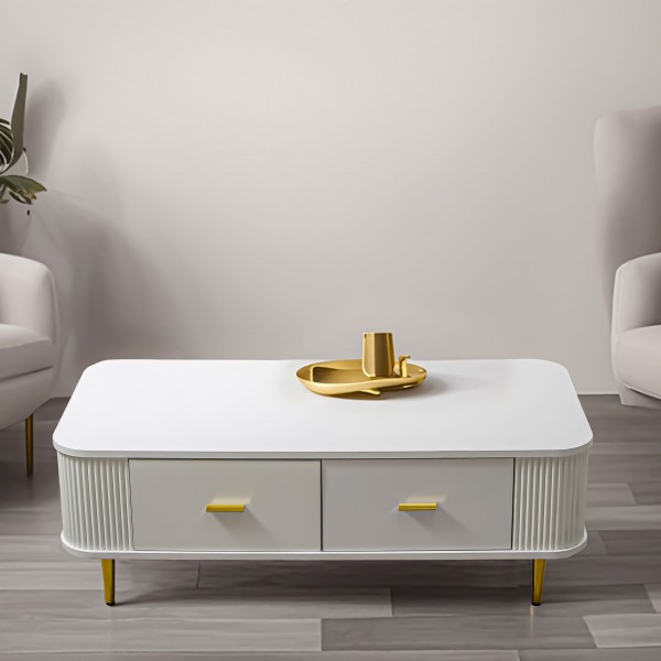 Factory Wholesale Design Square Modern Home Dining Room Furniture Display White Low Coffee Table With Drawers Storage