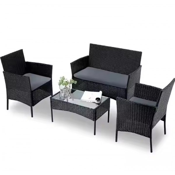 4-Piece Modern Design Outdoor Furniture Set Durable PE Rattan for Patio Garden Dining Living Room Hotel or Apartment