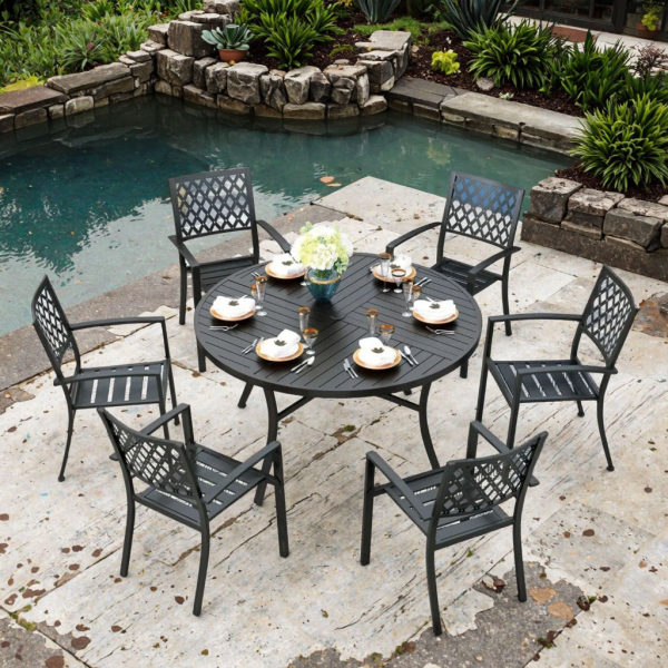 Wholesale Custom New Design Garden Furniture Outdoor Table and Chairs Set Suitable for Hotel Courtyard Terrace