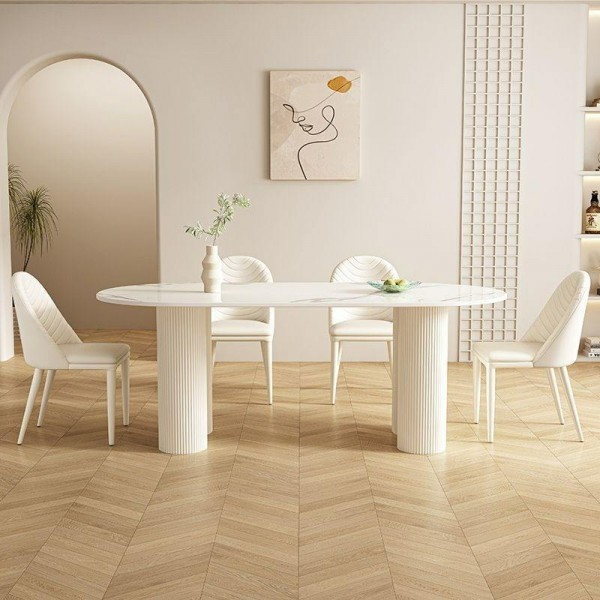 Stone Metal Modern Luxury Restaurant Kitchen Hotel Use Elegant Rectangular Decorative Furniture Marble Dining Table Set