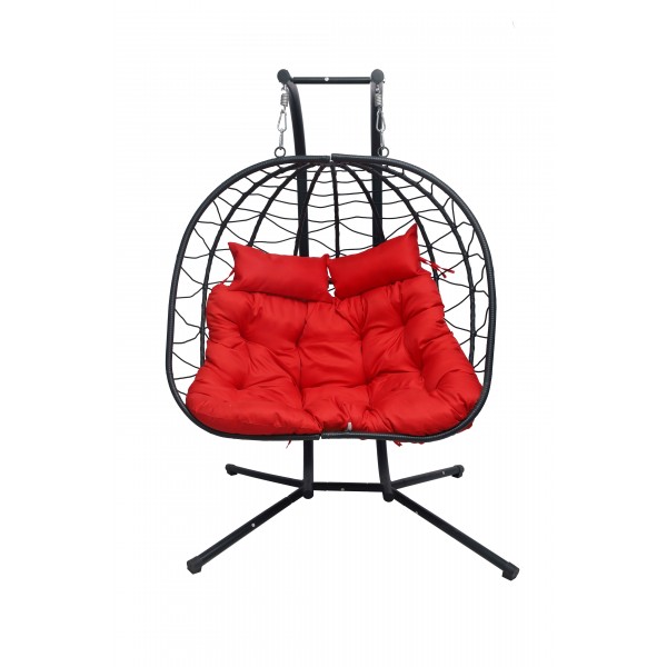 Wholesale Custom High Quality Durable Foldable Outdoor Garden Patio Balcony Furniture Rattan Hammock Hanging Double Seat Chair