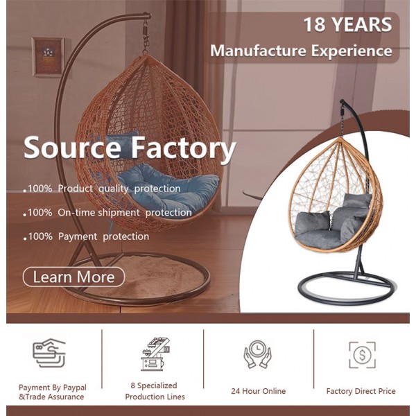 Wholesale Custom High Quality Durable Foldable Outdoor Garden Patio Balcony Furniture Rattan Hammock Hanging Double Seat Chair