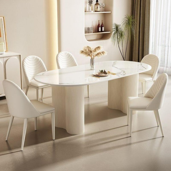 Stone Metal Modern Luxury Restaurant Kitchen Hotel Use Elegant Rectangular Decorative Furniture Marble Dining Table Set