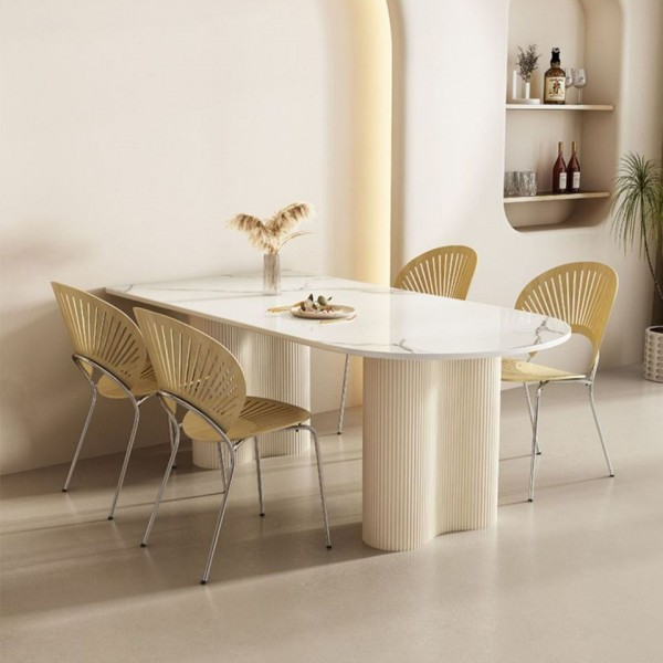 Stone Metal Modern Luxury Restaurant Kitchen Hotel Use Elegant Rectangular Decorative Furniture Marble Dining Table Set
