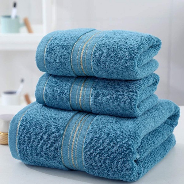 Luxury 100% cotton 3-piece bath towel set, soft and durable, ultra-fine fibre, hotel-quality face and bathroom towel set