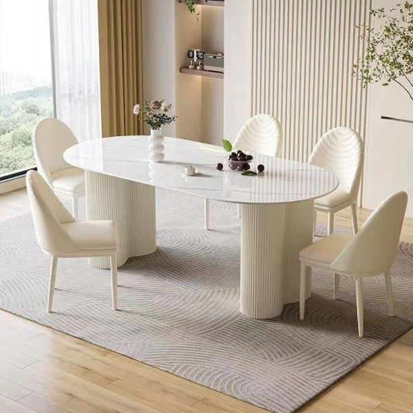Stone Metal Modern Luxury Restaurant Kitchen Hotel Use Elegant Rectangular Decorative Furniture Marble Dining Table Set