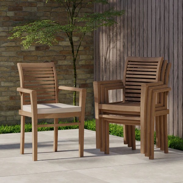 Minimalist dining chair, wooden garden chair, outdoor furniture