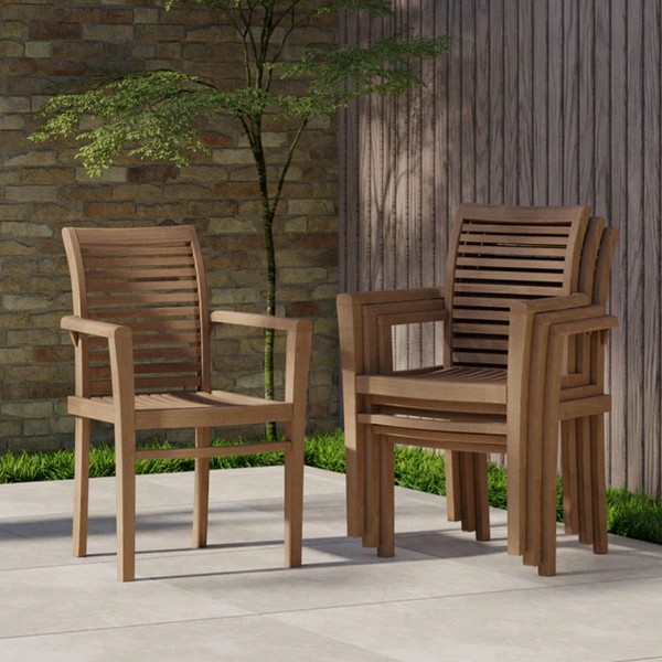 Minimalist dining chair, wooden garden chair, outdoor furniture