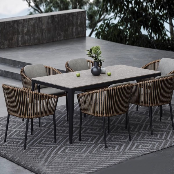 Modern Aluminium Rattan Bar Set Outdoor Seating Furniture 4 Seats Patio Lounge Garden Table and Chairs